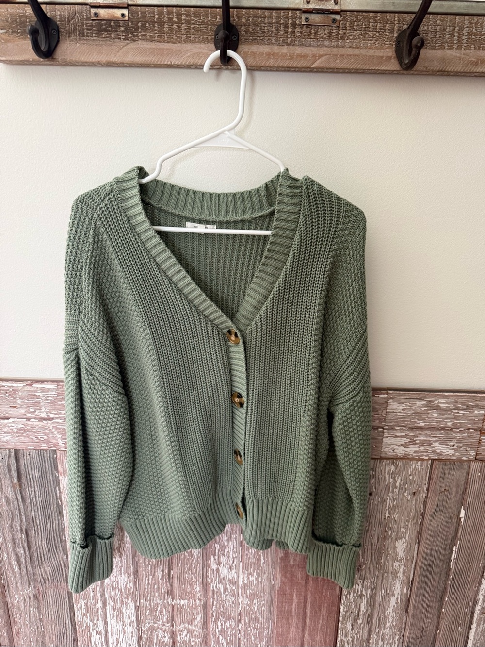 Women’s Maurice’s XL Green Chunky Knit Cardigan Sweater